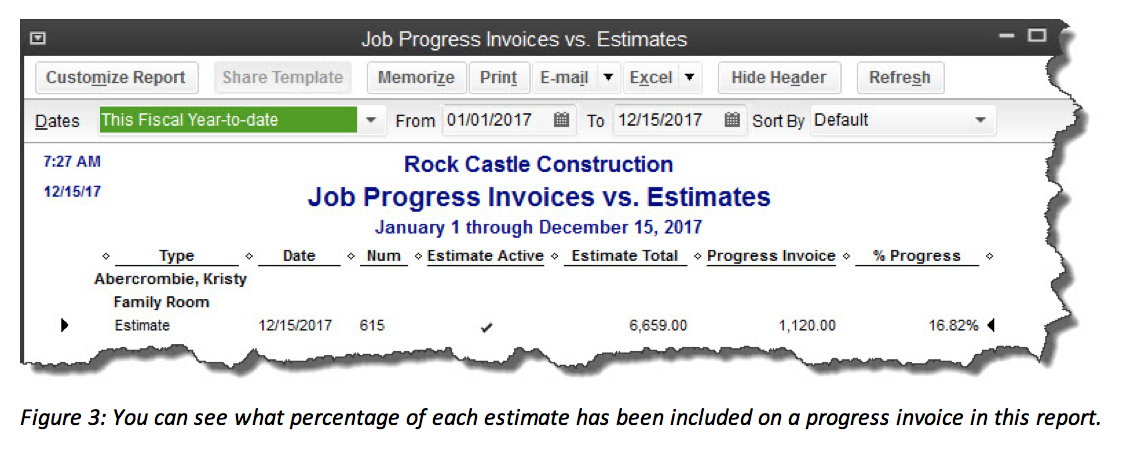 Quickbooks progress invoice report